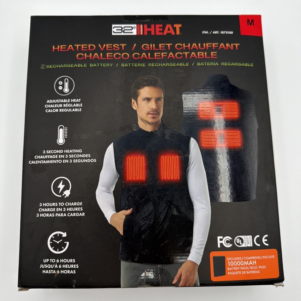 32 Degrees Rechargeable  Heated Vest, 1000MAH Battery Pack Included Medium